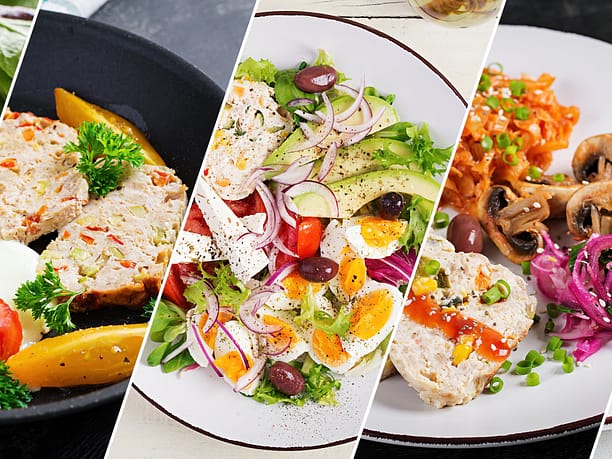 A collage of keto meatloaves
